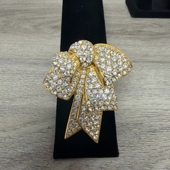 Nolan Miller Jewelry - Elegant Gold Tone and Silver Tone Bow Brooch